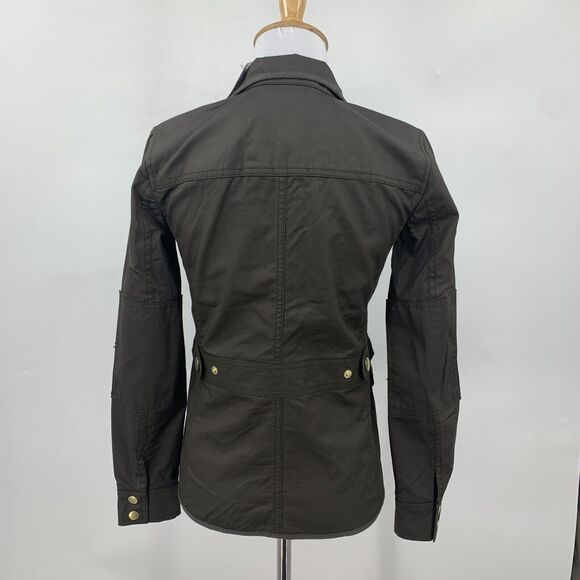 J Crew Jacket Womens PXXS Petite The Downtown Field Resin Coated Canvas Zip Snap - Picture 6 of 16